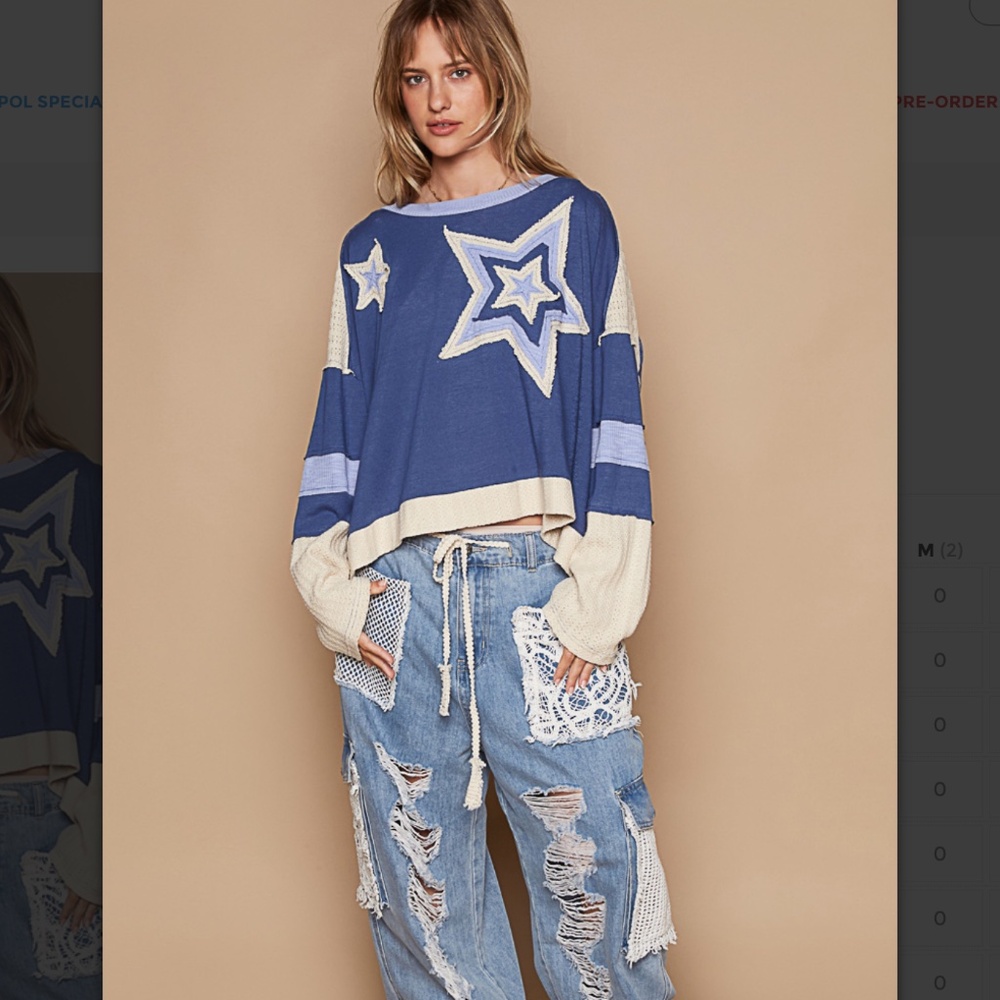 POL 💜 134 POL Star Patch Top Relaxed Fit Shirt SR20 - Picture 9 of 9